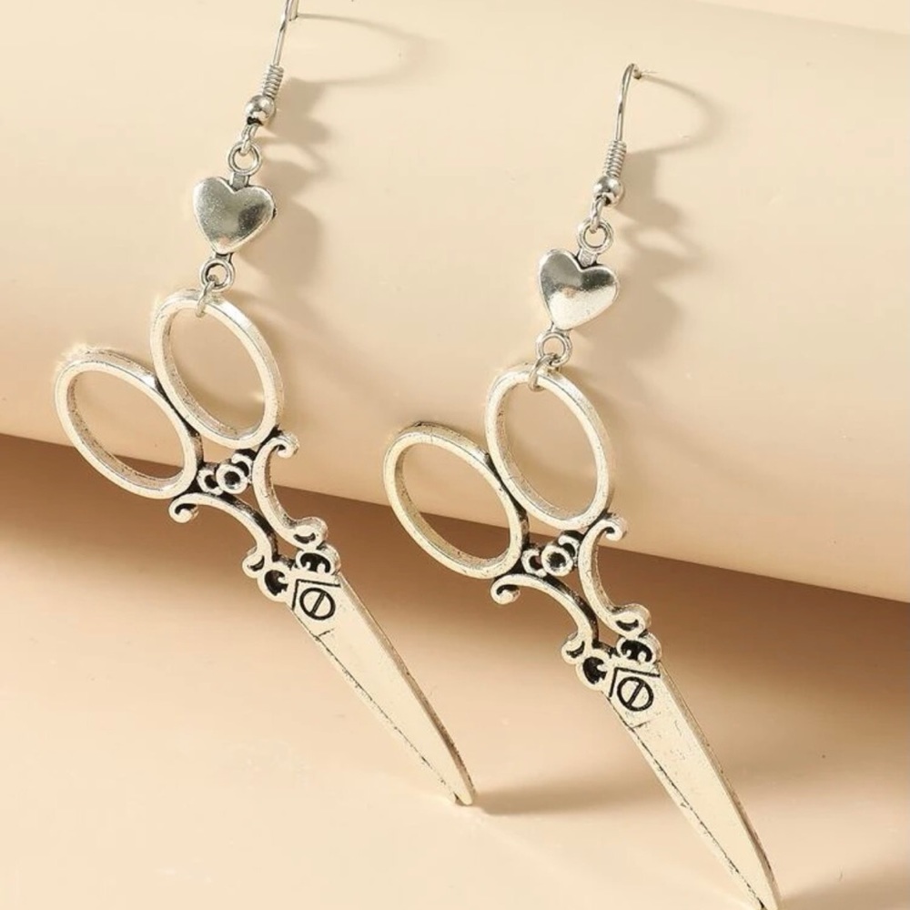 Silver Scissor Earrings! New, never worn!